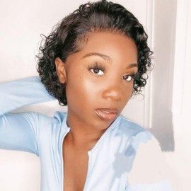 Human Hair Wigs Water Wig 13x4 Frontal Lace Wig 12 Inch 180% Density Lace Front Wigs Human Hair Pre Plucked Wigs for Women