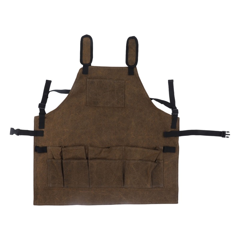 Woodworking Shop Apron Large Capacity Pocket Adjustment Shoulder Straps Waxed