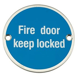 frisco Door Keep Locked Sign, Stainless Steel, 76 mm, Safety with fixings, Silver