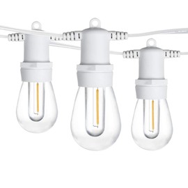 SUNTHIN White Outdoor String Lights, 2 Pack 48ft Patio String Light White Cord with 32 1W Shatterproof LED Bulbs for Garden, Backyard, Porch, Cafe, Deck, Camping, Wedding, Party, Gathering