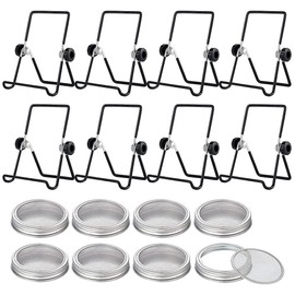 SUNCHSEN 8 Sets Sprouting Jar Kit Sprouting Stands Jar Screen Lids for Sprouting Growing Seeds