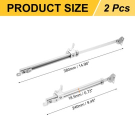 sourcing map 2Pcs 15 Inches Window Hinges, Stainless Steel Casement Window Stays, Adjustable Friction Stay Hinges Window Brace with Screws, Silver