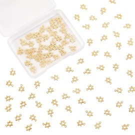 UNICRAFTALE About 100Pcs 24K Gold Plated Star Charms Pendant Star of David Charms Metal Star Shape Charms Golden Hollow Pendant Small Tniy Charm for DIY Necklace Bracelet Jewelry Making