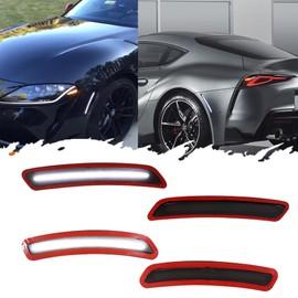 TurningMax For 2020 2021 2022 2023 2024 Toyota GR Supra Front Rear Bumper side marker lights White Led 4PCS