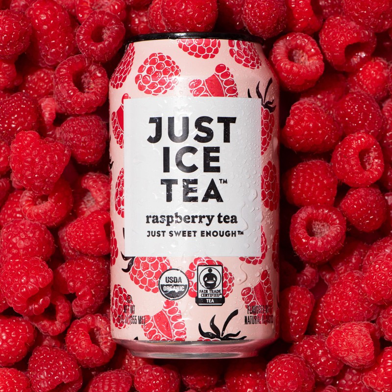 Just Ice Tea, Raspberry Flavored Black Iced Tea, 12-Pack (12oz