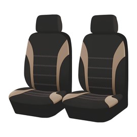 ZIMISI 2PCS Car Front Seat Covers, Universal Comfortable Cloth Automotive Headrest Seat Cover, Breathable Vehicle Interior Seats Protector Accessories for Cars, Trucks, SUVs (Beige)