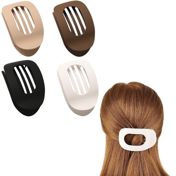 4 Pcs Flat Claw Clip,Curved Design Flat Hair Claw Clips,4