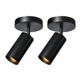 Black Ceiling Light, Zicbol Gu10 Modern Ceiling Spotlight Angle Adjustment Downlight 2 Lights Wall Mount Lights for Living Room, Gallery, Cabinet, Hallway, Bedroom, Showrooms, Kitchen