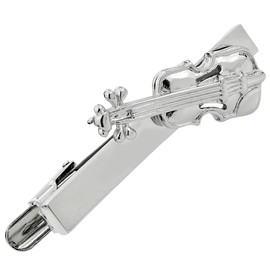 Violin N02451 Tie Bar Tie Clip, Brass, No Gemstone