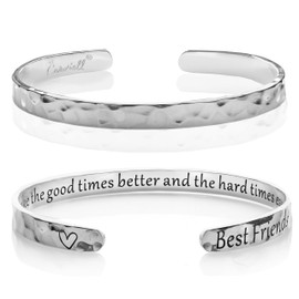 Carviell Best Friend Bracelet, Hammered, Friendship Gift for Women Friends, Besties, Bff Bracelets Jewelry for 2
