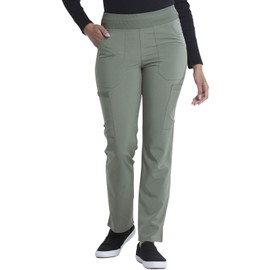 Dickies Women's Scrub Pants Natural Rise Tapered Leg Pull-On Bottoms with 7 Pockets and Knit Waistband DK005T, XL Tall, Olive