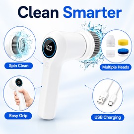 Multifunctional Electric Cleaning Brush for Household Surfaces - Rotating Scrubber for Kitchen, Bathroom and Tile Cleaning