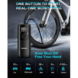 KEPEAK Tire Inflator Portable Air Compressor - Bike Tire Pump, 150PSI Cordless Air Pumps for Car Tires, Auto Off, Electric Tire Pump for Car, Motorcycle, Bicycle