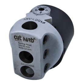 CUTHARD Precision Boring Head with Allen Key 50mm - F1-0.001mm - Bore Dia. 12 mm - Shank 1.1/2” x 18 TPI - Hard Chrome Silver & Black