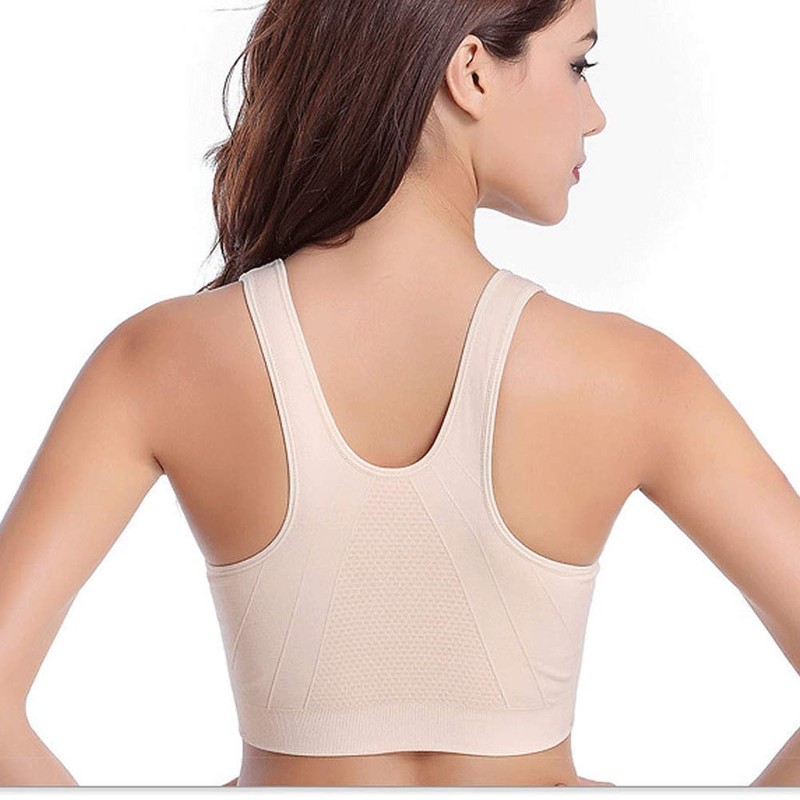 WANAYOU Women's Zip Front Sports Bra Wireless Post-Surgery Bra Active