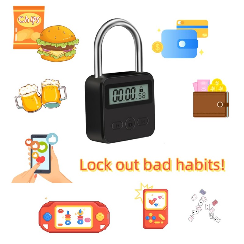 Enajucy Metal Timer Lock - Electronic Time Padlock with LCD