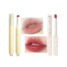 KWOLYKIM 2 Colors Jelly Lipstick & Matte Lipstick, Heart shaped Lip Stain Love Tinted Lip Balm and Velvet Creamy Lip Glaze Hydrating Long lasting Glossy Moisturizing Plumping Lip Makeup