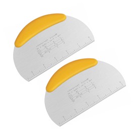 2 PCS Dough Scraper, Dough Cutter with Food Grade Stainless Steel Blade and Soft TPR Handle, 16CM, Pastry Scraper, Yellow