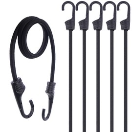 VirtuGro 90cm(35.5") Bungee Cords with Hooks 6 Pack, Heavy Duty Bungee Straps with Hooks Weatherproof & UV-Resistant Elastic Shock Cords Hooks for Camping, Tent, Luggage Rack, Kayak, Garden Furniture