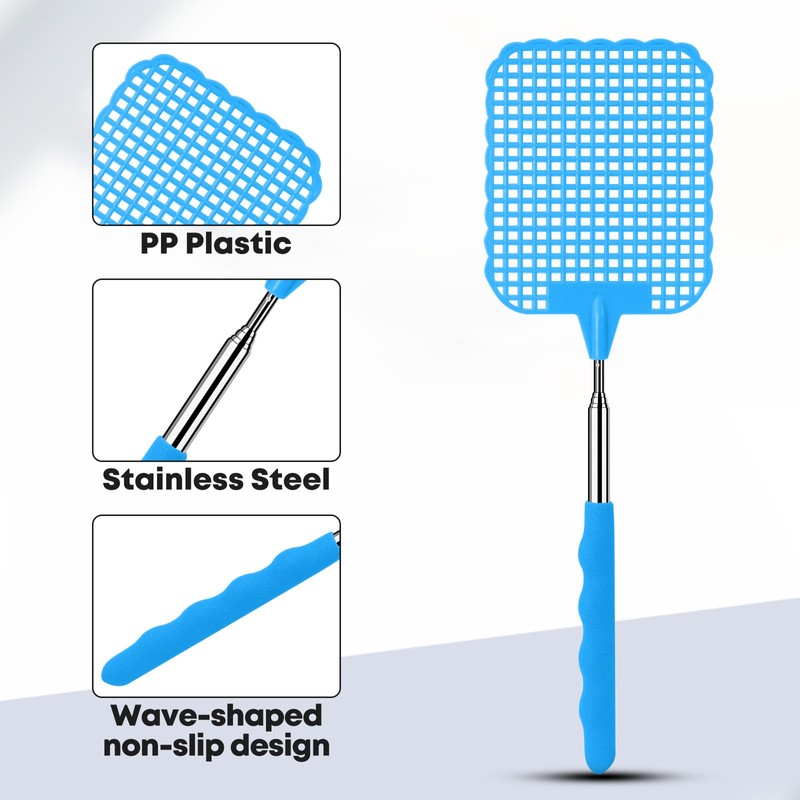 Soodyoow Fly Swatter, Pack of 4 Colourful Extendable Fly Swatter