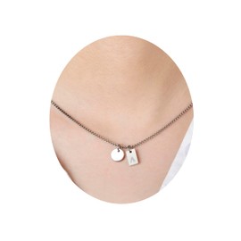 Lantine Damen Buchstaben Halskette A Titan Stahl, 41cm+5cm Verlängerung, 1.55mm Box Chain mit Rundanhänger