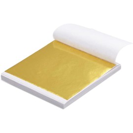 MKUCCD 200 Sheets Imitation Gold Leaf, Gold Foil Sheets for Art, Gold Flakes Painting Gilding Crafting Decoration (8 x 8.5 CM)