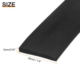 TOP-VIGOR Neoprene Rubber Sheet Roll 40mm x 5mm x 1.5m Solid Rubber Strip for DIY Gaskets, Sealing, Crafts, Door Seal, Weather Stripping, Black