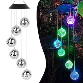 Solar Wind Chimes Outdoor, HeiPen Solar Lights Outdoor Waterproof, Decor for Garden, Trees, Patio, Deck, Birthday Gifts for Women Mom Grandma, Unique Garden Gifts for Women (Disco Ball)