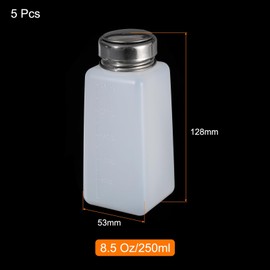 sourcing map Pack of 5 8.5 oz/250 ml Alcohol Press Pump Dispenser Bottle Press Liquid Empty Container White