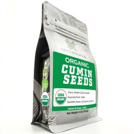 Spice Profile | USDA Certified Organic Cumin Seeds (Whole) | Resealable 4oz Pouch | Best for Tempering, Cooking, Spice Blends & Seasonings | Organic Jeera
