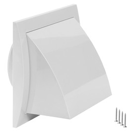 TURvent 100 mm Weather Protection Grille White - Plastic Exhaust Air Grille with Backflow Flap - Cover Extractor Hood Exterior - Ventilation Grille with Hood - Exhaust Hood for Dryer - Weather Protection Cover for Wall