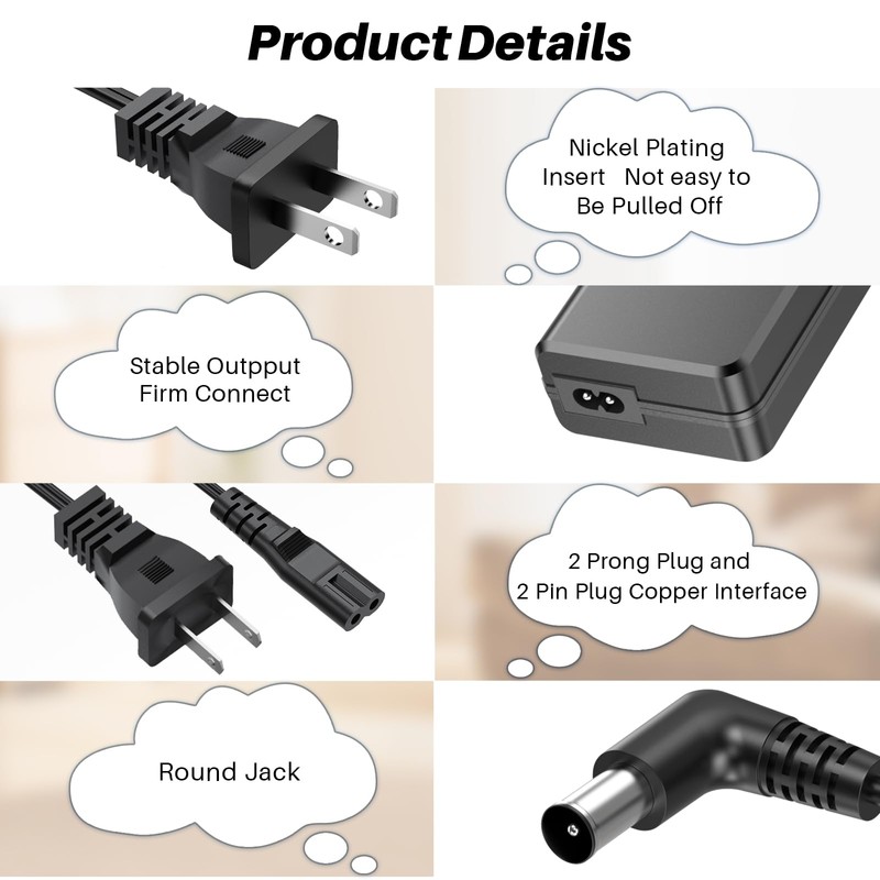 19V AC Adapter Charger for LG Ultragear Monitor 27GP850-B 27GP83B