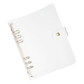 PATIKIL A5 Clear Binder Cover, Soft PVC Loose Leaf Binder Protector Refillable Notebook Shell with Snap Button Closure 6 Ring for DIY Meeting Notebook Folder, Gold Tone