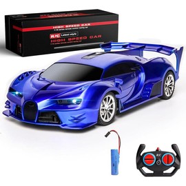 Remote Control Car 1/18 Rechargeable High Speed RC Cars Toys for Boys Girls Vehicle Racing Hobby with Headlight Xmas Birthday Gifts for Kids (Blue) - Color: Green Black