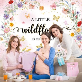 Wildflower Baby Shower Backdrop for Girls A Little Wildflower is On The Way Background Banner Watercolor Floral Theme Baby Shower Decorations Newborn Party Photo Booth Props (7X5FT)
