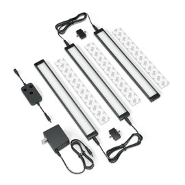 EShine 3 Pack 12 inch Black Smart Dimmable LED Under Cabinet Lighting Kit Compatible with Alexa, Google - Warm White (3000K)