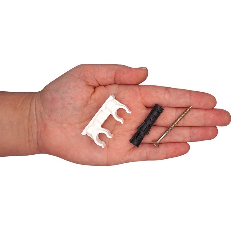 SKIR'CO Pack of 20 Double Pipe Clamps, Plastic Clamps for