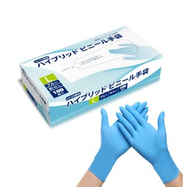 Daiki Co., Ltd. Nitrile Vinyl Synthetic Gloves, Hybrid Gloves, Blue, Powder Free, Pack of 100, Size L (Large)