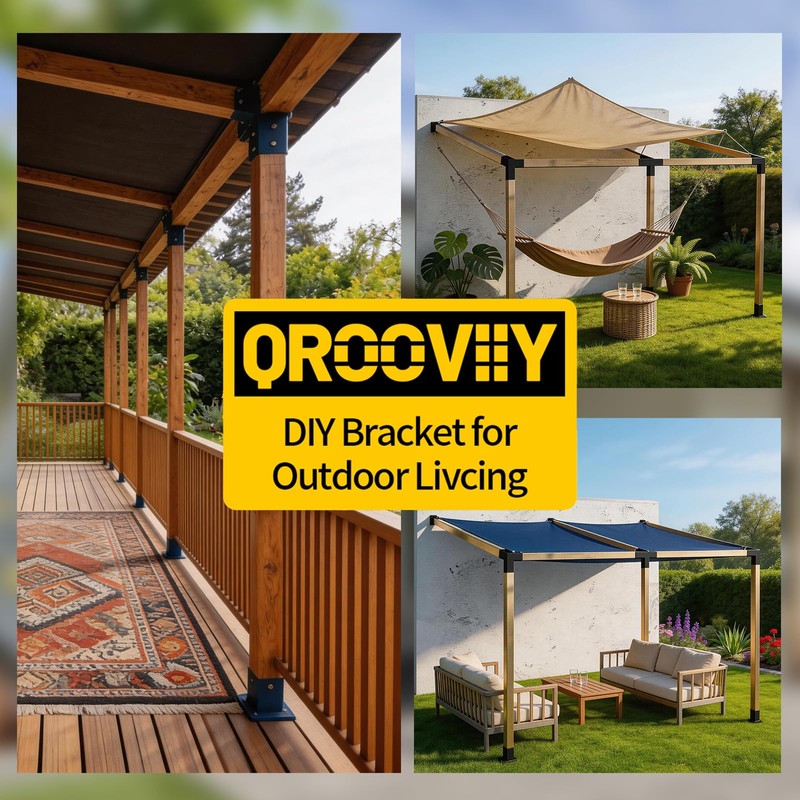Qrooviiy 15° 4-Way Pegola Bracket Kits,DIY Slant Roof Post Brackets