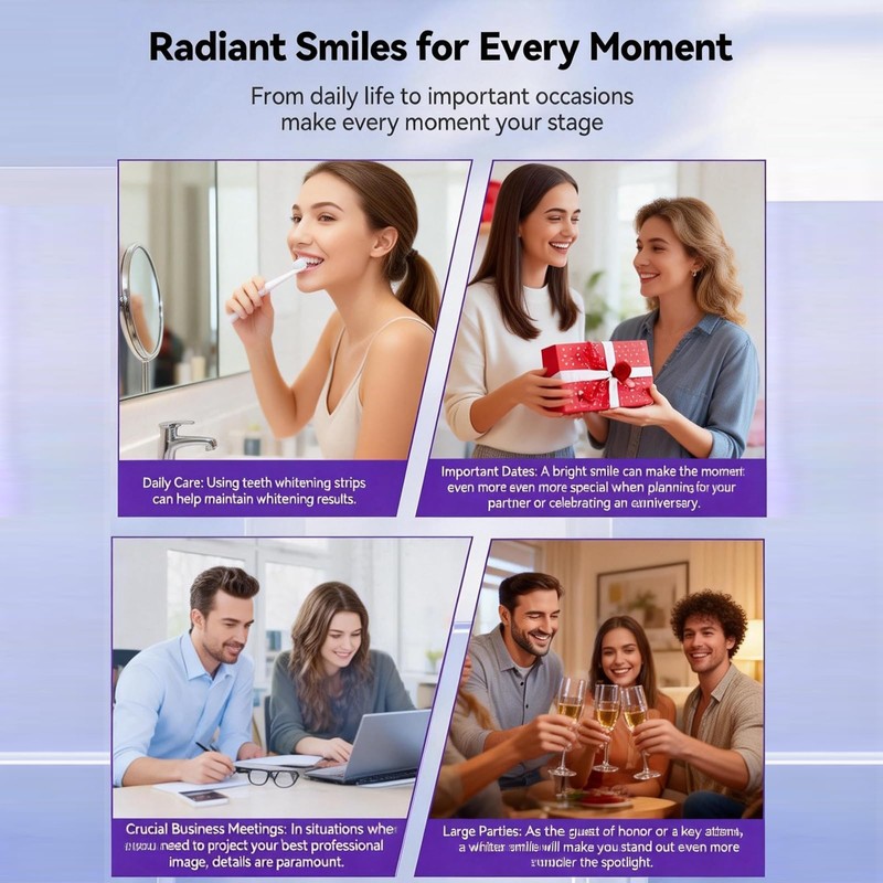 Gentle Daily Purple Teeth Whitening Strips – Enamel-Friendly, No Peroxide