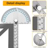 Stainless Steel Protractor 0-180 Degrees, Woodworking Ruler Angle Finder, Metal