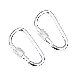 2PCS Silver Aluminum Carabiner Clips with Screw Lock - Compact Travel & Camping Essentials for Keyring, Outdoor Adventures, and Women's Holiday Gear