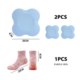 Pack of 2 Yoga Mat Knee Pads with 1 Pair of Yoga Socks, Yoga Knee Pads, Non-Slip TPE Yoga Mat, Thickened Yoga Knee Pads, Independent Knee Pads Yoga Mat (Blue)