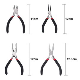 Juego de 4 Alicates para Joyas Pinzas para Bisutería de Corte Pinza de Boca Afilada Plana, Kit de Herramientas de Micro Alicates de Joyería