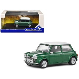 Solido 1994 Mini Cooper Sport British Racing Green 1/43 Scale Diecast Model Car with White Top and Stripes DCD Collection