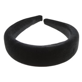 Womens Girls Occasion Wedding Bridal Party Birthday Christmas Evening Wide 3cm Bump Padded Velvet Velour Hair Hairband Accessories Headband Alice Band (Black)