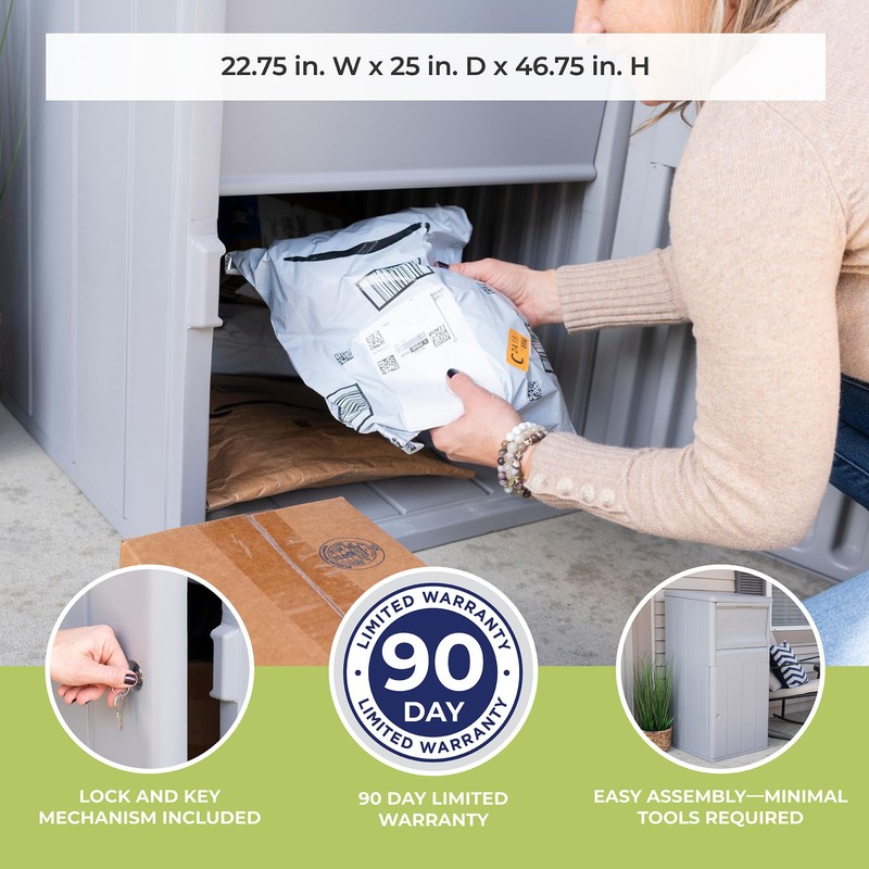 Suncast 33.5-Gallon Capacity Package Delivery Box, Parcel Drop Box with