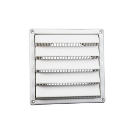 Plastic Wall Vent w/Fixed Louvers 8 Inch Pipe White | Air Intake/Exhaust Applications + Avail. in Brown or White + 1 in. Collar and Screen + All-Weather High Density Polyethylene Plastic | FAMCO