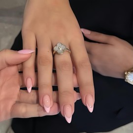 KQueenest Soft Gel Press On Nails, French Tip, Pack of 30 Pink Nails for Sticking, Short Almond, Natural Fake Nails, Artificial Fingernails for Sticking, Acrylic Full Cover French Nails for Women