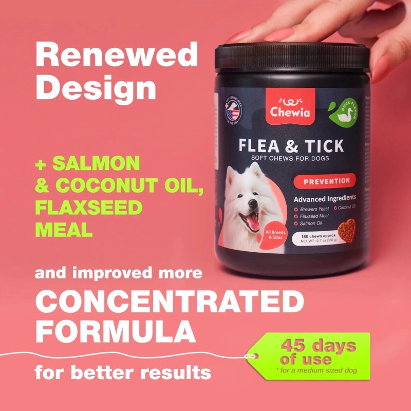 CHEWIA Natural Dog Flea and Tick Prevention Chews for All